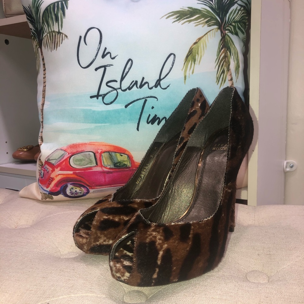 Stuart Weitzman Pipespy Leopard-Print Heels - image 1